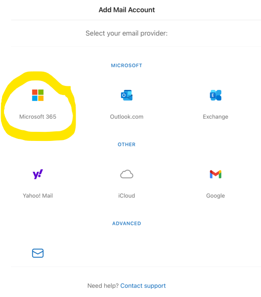 Select Microsoft 365 screen